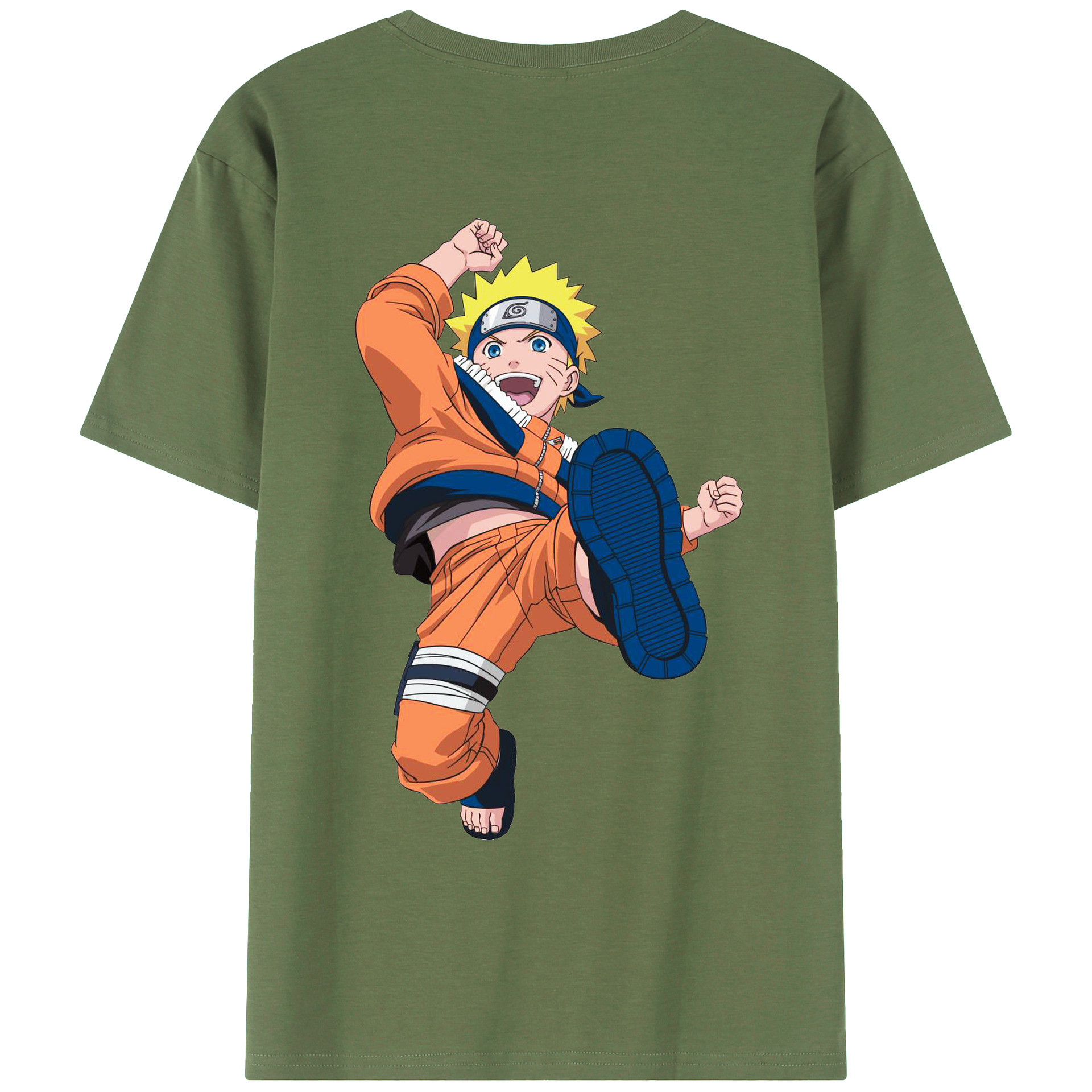 （画像用） NARUTO -ナルト- うずまき ナルト Uzumaki Naruto 綿100％ メンズ半袖Tシャツ（バックプリント） 通気性